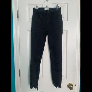 Abercrombie & Fitch high rise super skinny ankle jean, 25, 0R, black, raw him